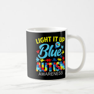 Caneca De Café Consciencialização do autismo ilumine o azul quebr