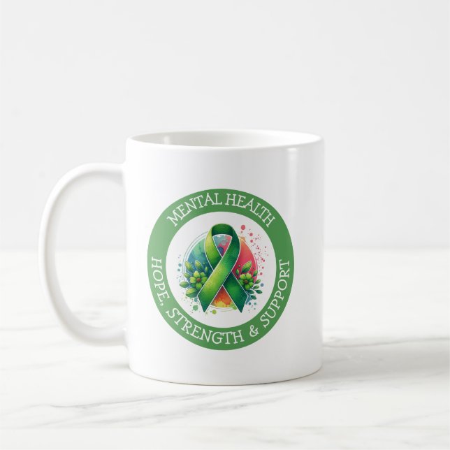 Caneca De Café Conscientização da Saúde Mental - Apoio Força Apoi (Esquerda)