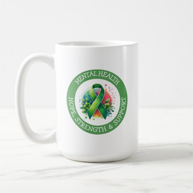 Caneca De Café Conscientização da Saúde Mental - Apoio Força Apoi (Esquerda)