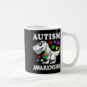 Caneca De Café Conscientização do autismo dino t-rex dinossauro p