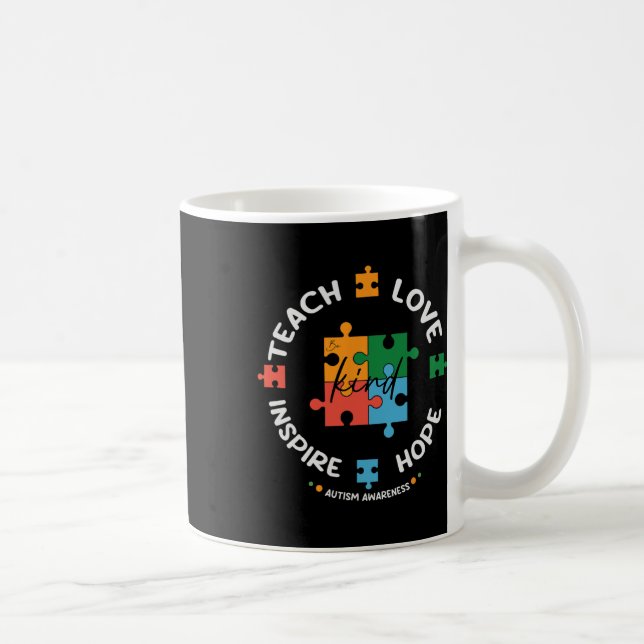 Caneca De Café Conscientização do Autismo Professor Ensina Espera (Direita)