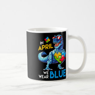 Caneca De Café Conscientização do Autismo Trex Dino Dinossauro Di