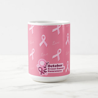 Caneca De Café Conscientização do Câncer de Mama com Laço Rosa