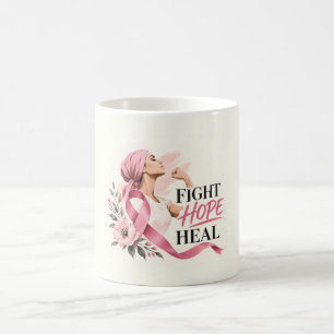 Caneca De Café Conscientização do Câncer de Mama Laço Rosa Luta E