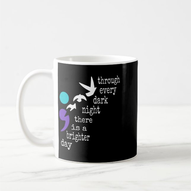 Caneca De Café Conscientização Prevenção Presente Ponto e Vírgula (Esquerda)
