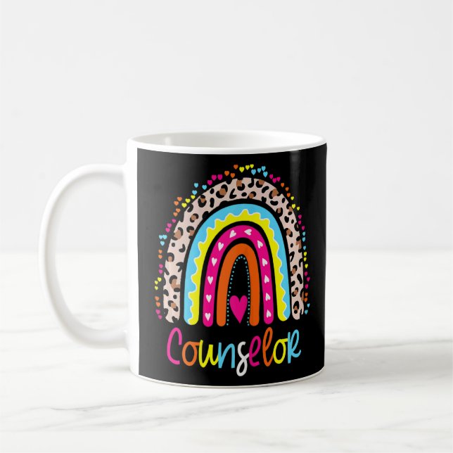 Caneca De Café Conselheiro da Escola de Mulheres Boho Rainbow Leo (Esquerda)