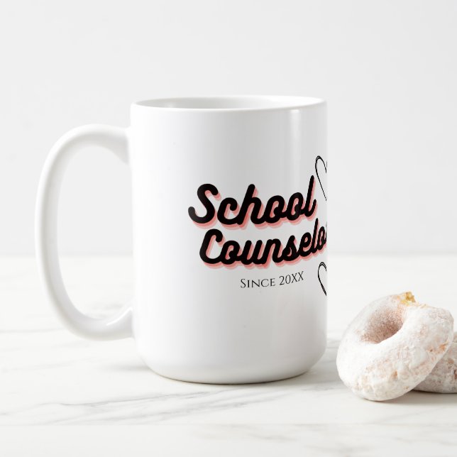 Caneca De Café Conselheiro Escolar com Corações (Com Donut)