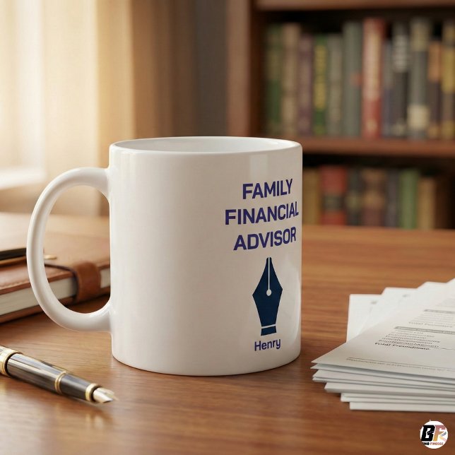 Caneca De Café Conselheiro Financeiro Familiar Personalizado Café (Criador carregado)