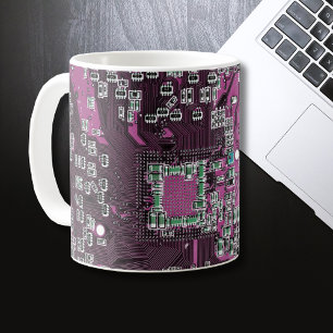 Caneca De Café Conselho do circuito do Geek do computador púrpura