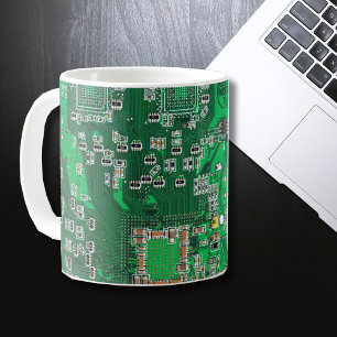 Caneca De Café Conselho do circuito do Geek do computador - Verde