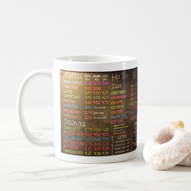 Caneca De Café Conselho do menu Compro Café - Mug Café (Com Donut)