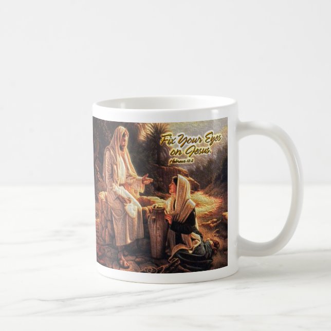 Caneca De Café Conserte seus olhos em Jesus 1 (Direita)