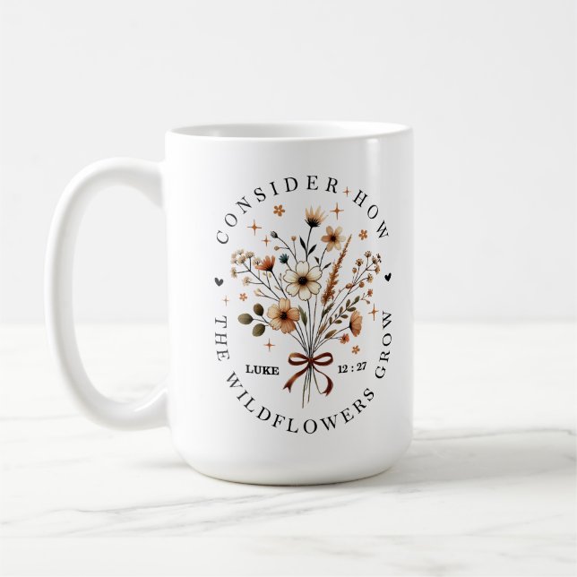 Caneca De Café Considere Como os Lírios Crescem Cristão (Esquerda)
