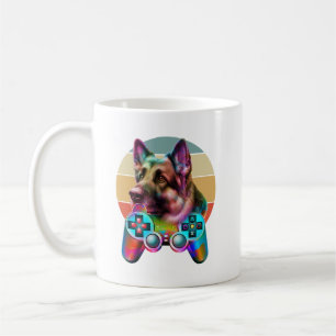 Caneca De Café console do vintage dog e gamer