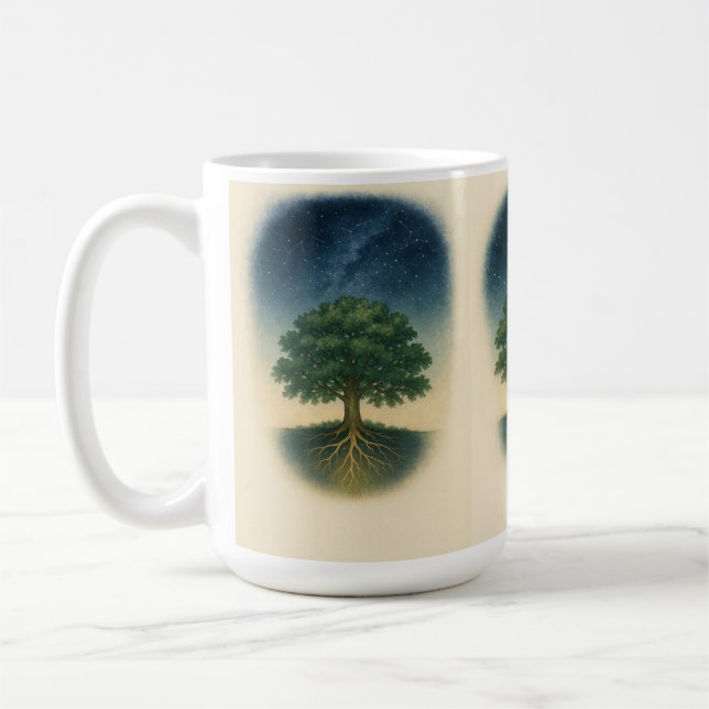 Caneca De Café Constelação da Árvore Genealógica Enraizada e Asce (Esquerda)
