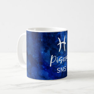 Caneca De Café Constelação do Zodíaco de Peixes Monograma da Galá