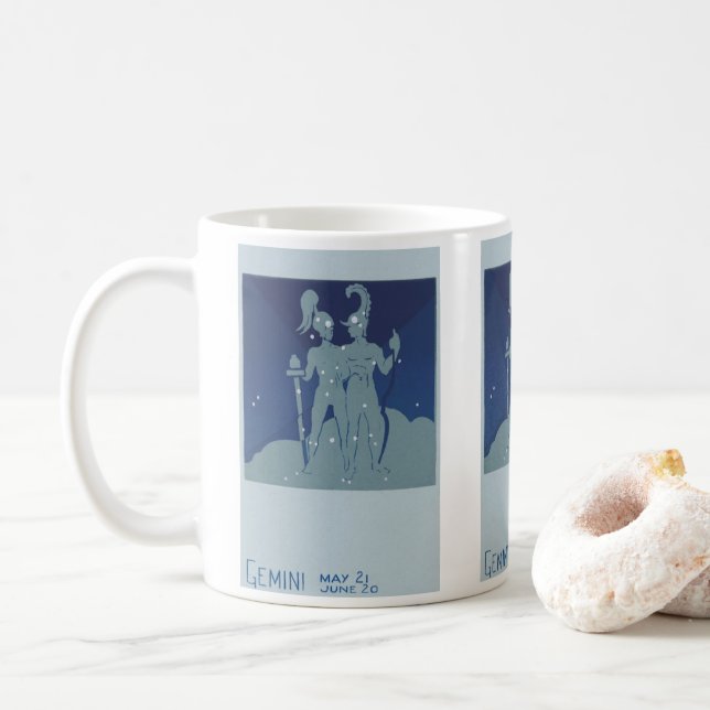 Caneca De Café Constelação Gêmeos Vintage Zodiaco Astrologia (Com Donut)