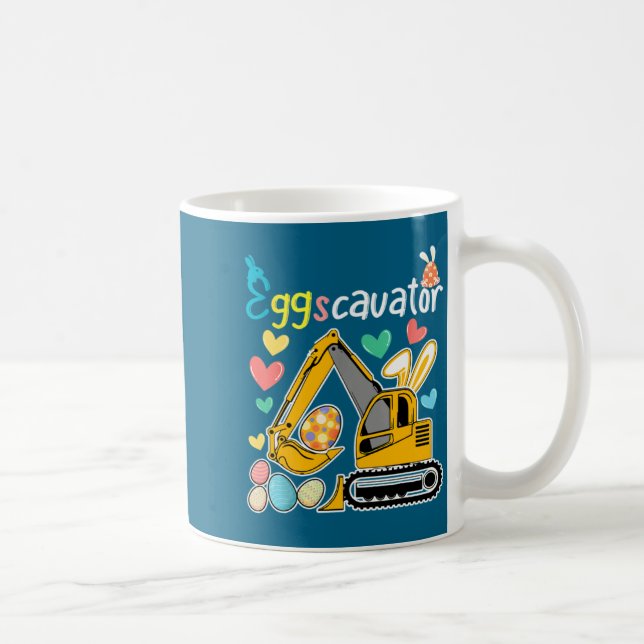 Caneca De Café Construction Excavator Easter Day Egg Hunt For Boy (Direita)