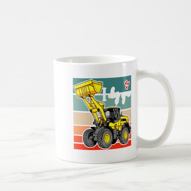 Caneca De Café Construction Vehicles Valentines Hearts Excavator  (Direita)