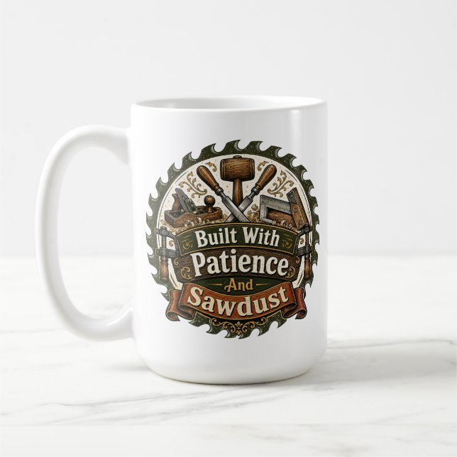 Caneca de Café 'Construído Com Paciência e Serrage (Esquerda)