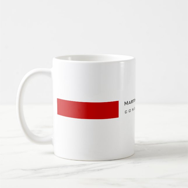 Caneca De Café Consultor Simples Vermelho Branco Moderno (Esquerda)
