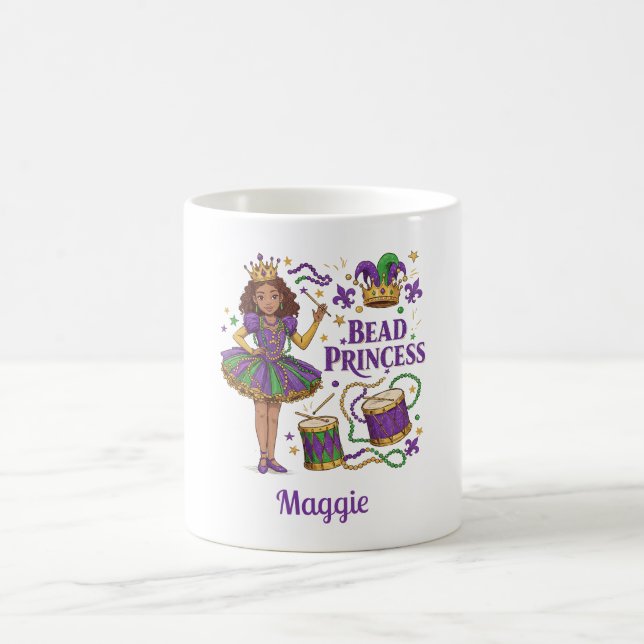 Caneca De Café Conta de Texto Personalizada Princesa - Mardi Gras (Centro)