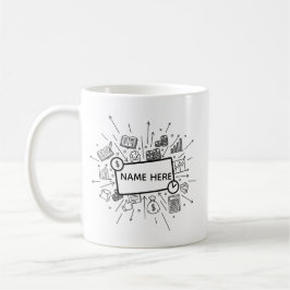 Caneca De Café Contador Personalizado Nome Minimalista Finanças