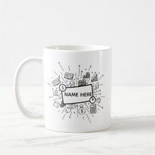 Caneca De Café Contador Personalizado Nome Minimalista Finanças