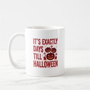 Caneca De Café Contagem Regressiva de Halloween Abóboras Cemitéri