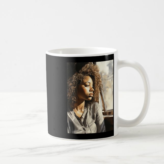 Caneca De Café Contemplação Sunlit - Mulher Negra Sai (Direita)