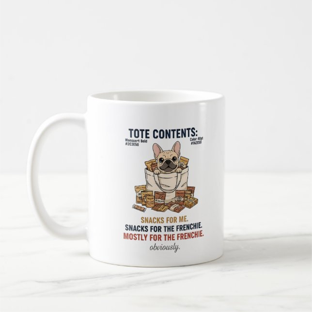 Caneca De Café Conteúdo da Bolsa da French Bulldog Snacks Mãe de  (Esquerda)