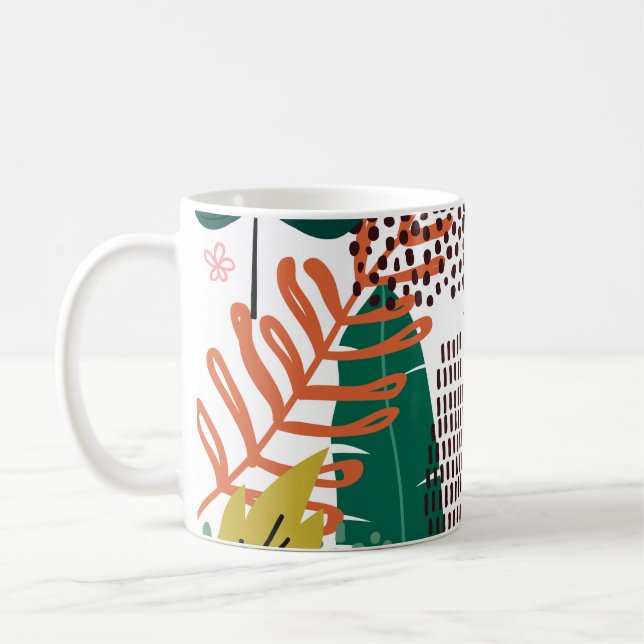 Caneca De Café Contexto tropical sem costura com Monstera (Esquerda)
