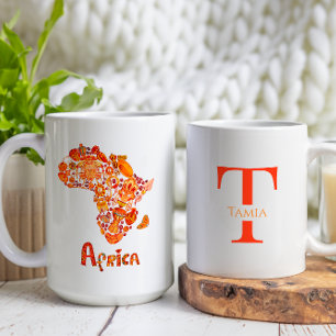 Caneca De Café Continente africano afrocêntrico com monograma per