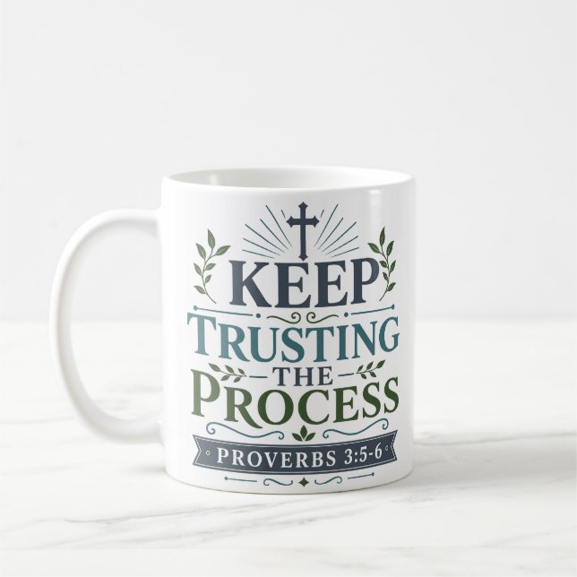 Caneca De Café Continue Confiante No Processo Fé Inspiradora (Esquerda)