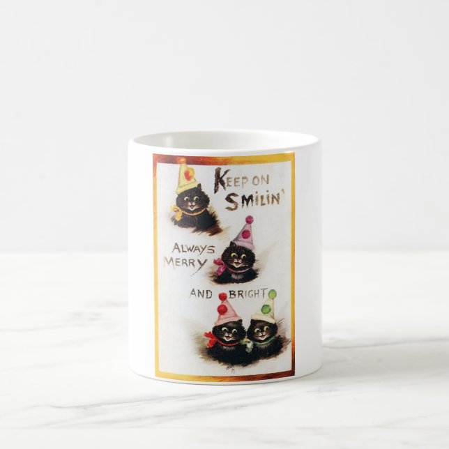 Caneca De Café Continue sorrindo, Gato Negro, Louis Wain (Centro)