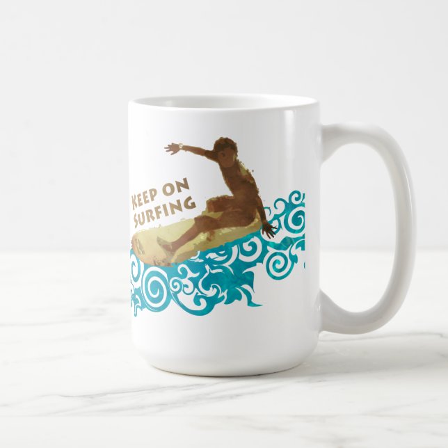 Caneca De Café Continue Surfando, Grunge e Ondas para os Cara Sur (Direita)