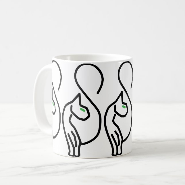 Caneca De Café Contorno de Gato de na moda Kitty (Frente Esquerda)