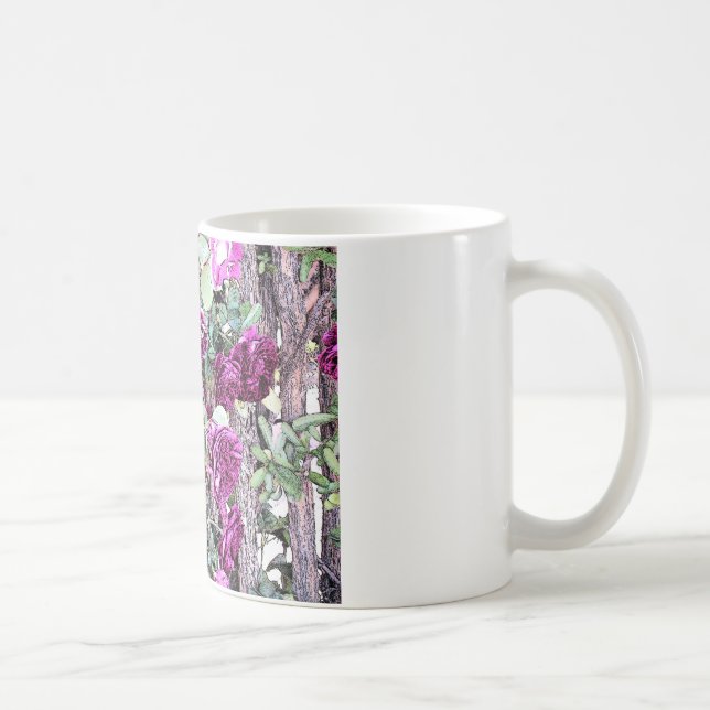Caneca De Café Contorno de tinta de rosas (Direita)