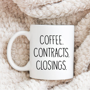 Caneca De Café CONTRATOS DE FECHAMENTO DO BROKER Real Estate Agen