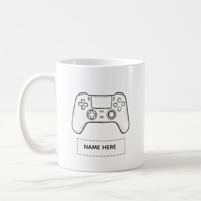 Caneca De Café Controlador de Jogo Personalizado Esboço Minimalis (Esquerda)