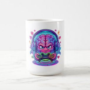 Caneca De Café Controlador de Nível de Cérebro de Gamer Cyberpunk