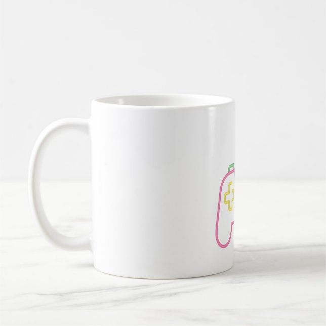 Caneca De Café Controle de Console de Jogo Neon Falso Gamer  (Esquerda)