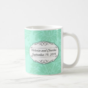 Caneca De Café Convidar Casamento tema damasco Moderno