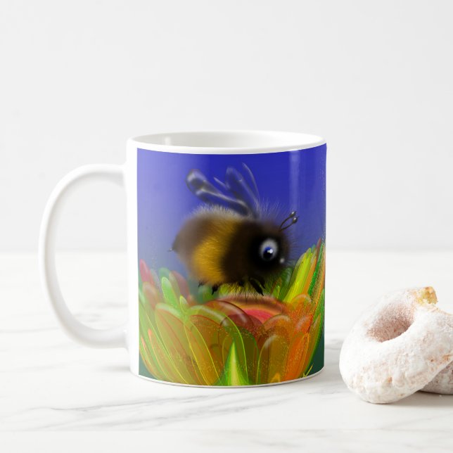 Caneca De Café Convite de abelha fofa (Com Donut)
