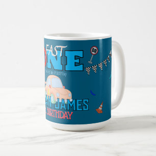 Caneca De Café Convite de Aniversário de 1º Aniversário de Menino