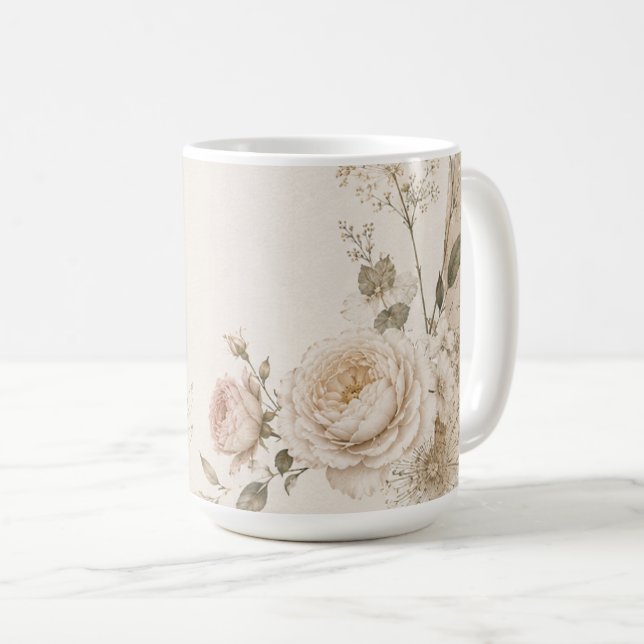 Caneca De Café Convite de Casamento de Jardim com Natural (Frente Esquerda)