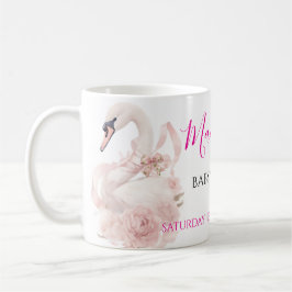Caneca De Café Convite de Chá de Bebê Menina com Laço Rosa