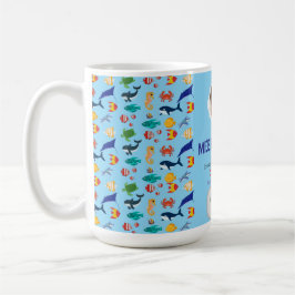 Caneca De Café Convite de Churrasco de Bebê Menino - Sob o Mar