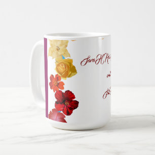 Caneca De Café Convite de Chuveiro Nupcial Floral, Chuveiro Nupci