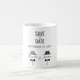 Caneca De Café Convite de Salvar a Data de Casamento Gay Simples